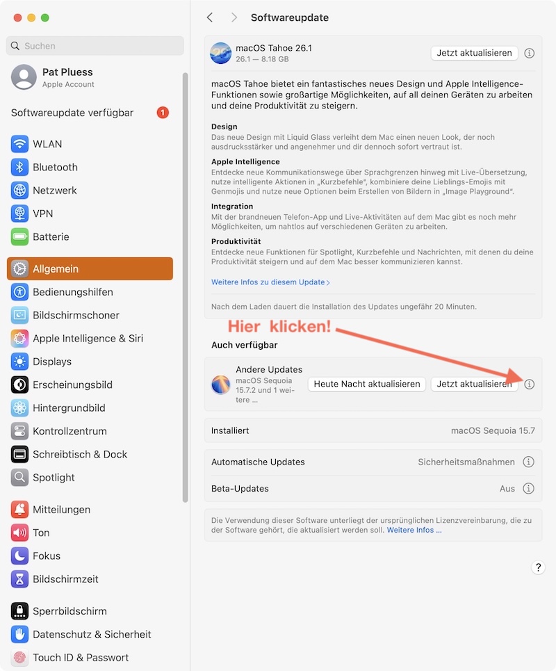 systemeinstellungen, softwareupdate