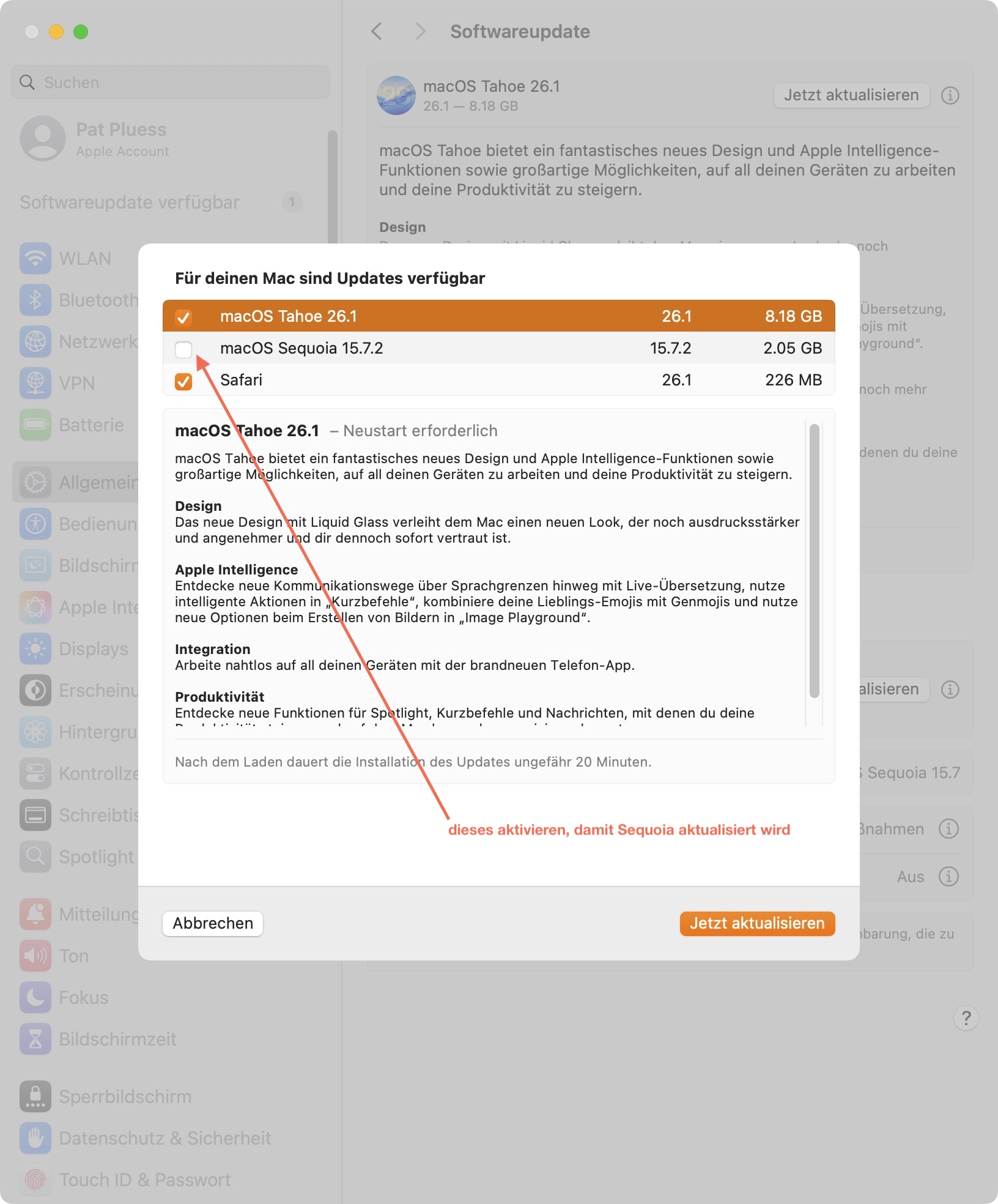 zu installierende Version prüfen